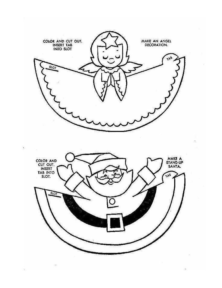 free... angel & Santa to color, cut out & make into an ornament ...