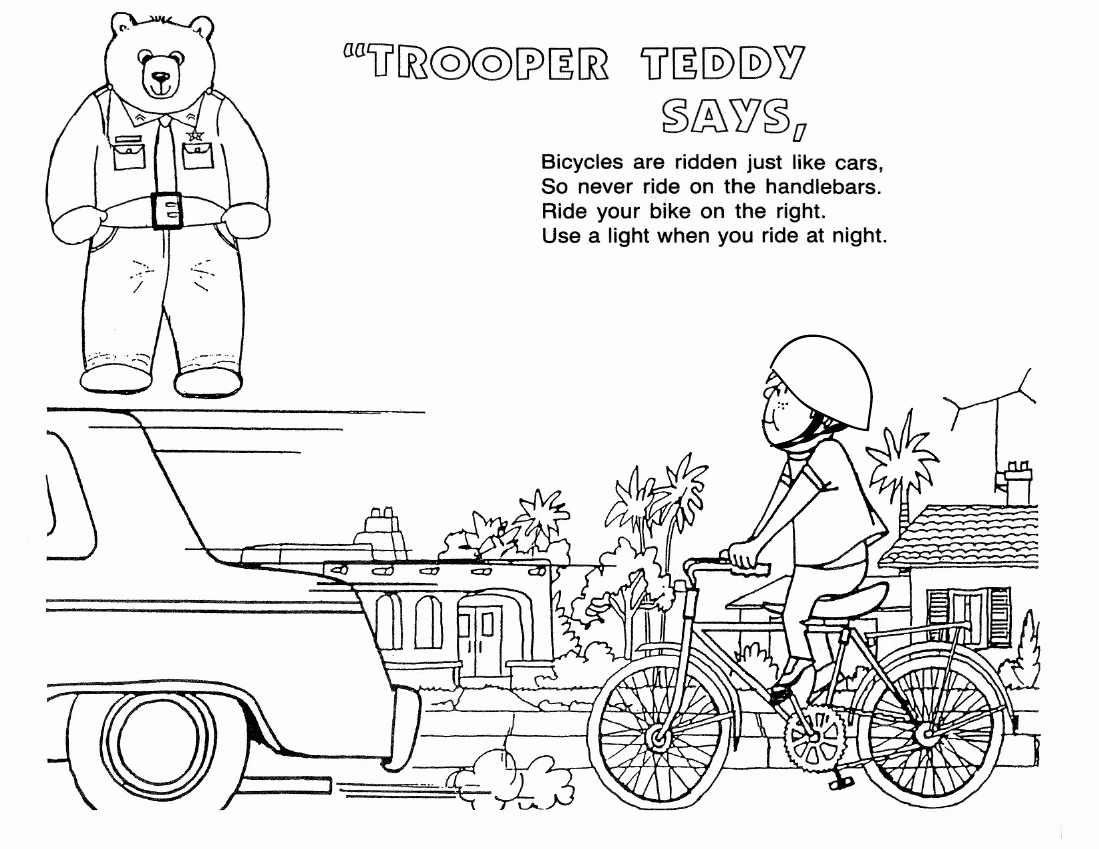 Bicycle Safety Coloring Page - Coloring Home