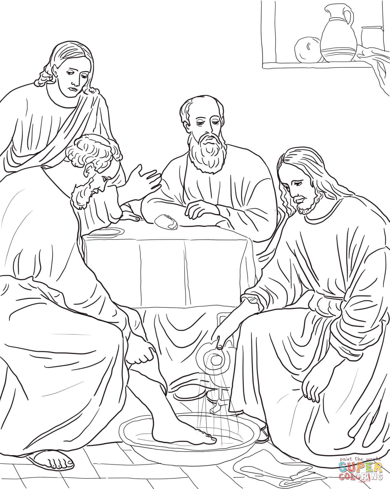 Jesus Washes Feet Coloring Page Coloring Home