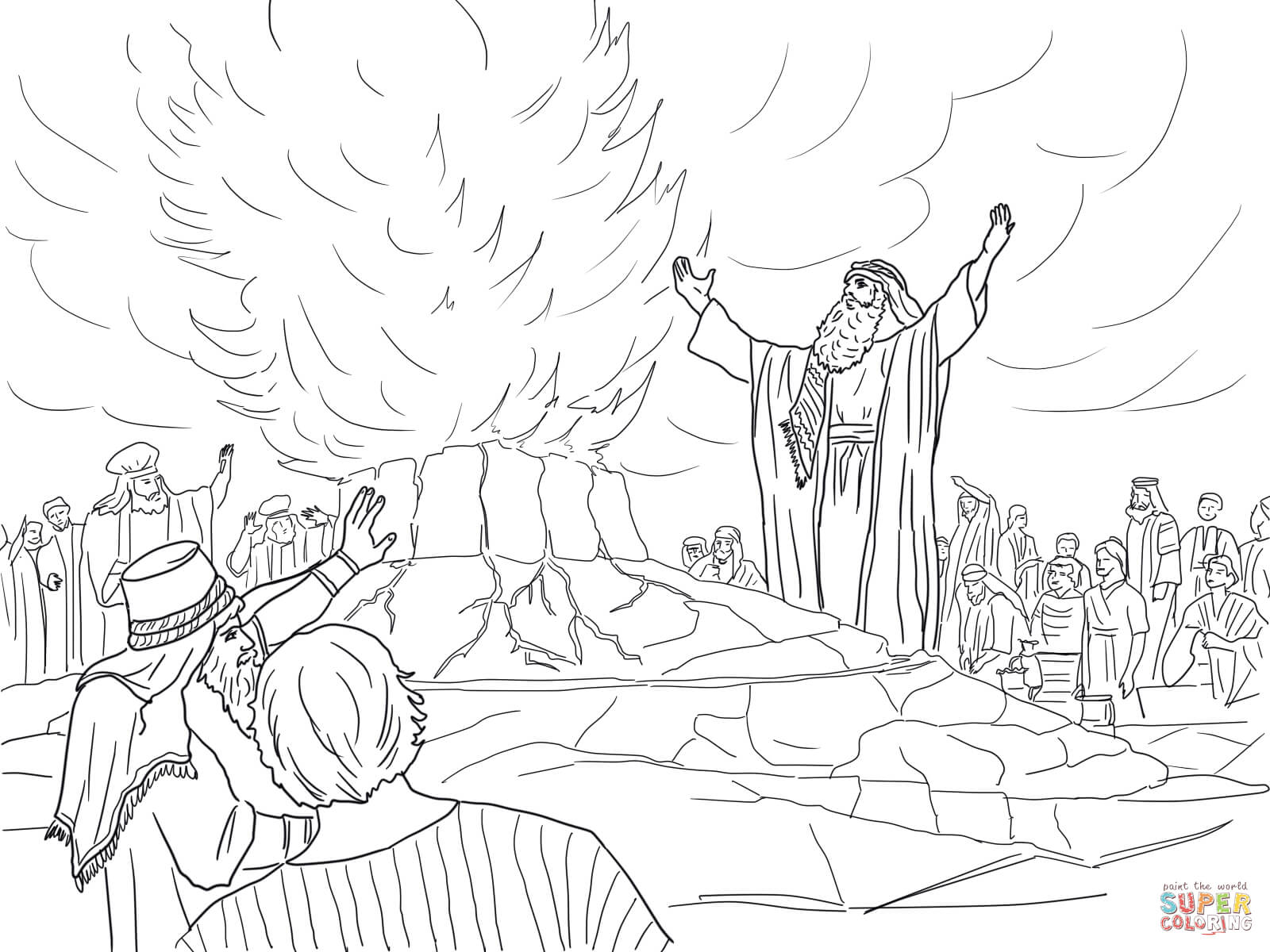 Elijah Called Down Fire from Heaven coloring page | Free Printable ...