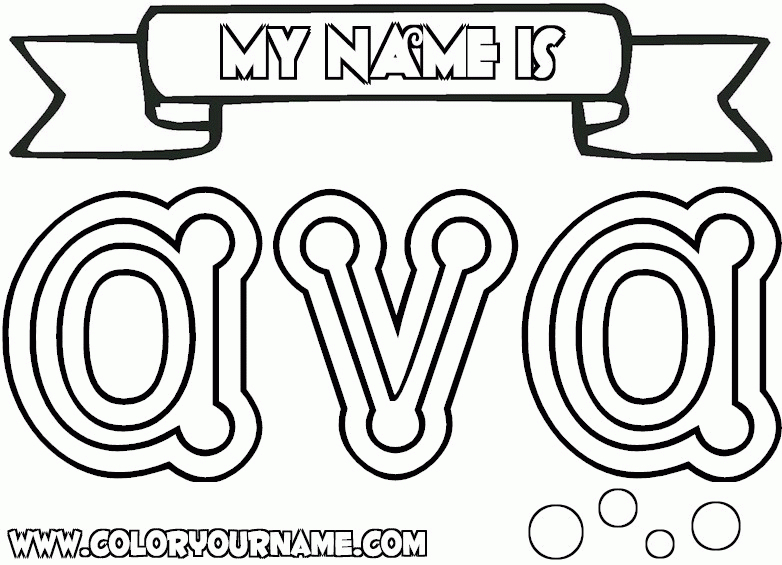 Ava girls name coloring page