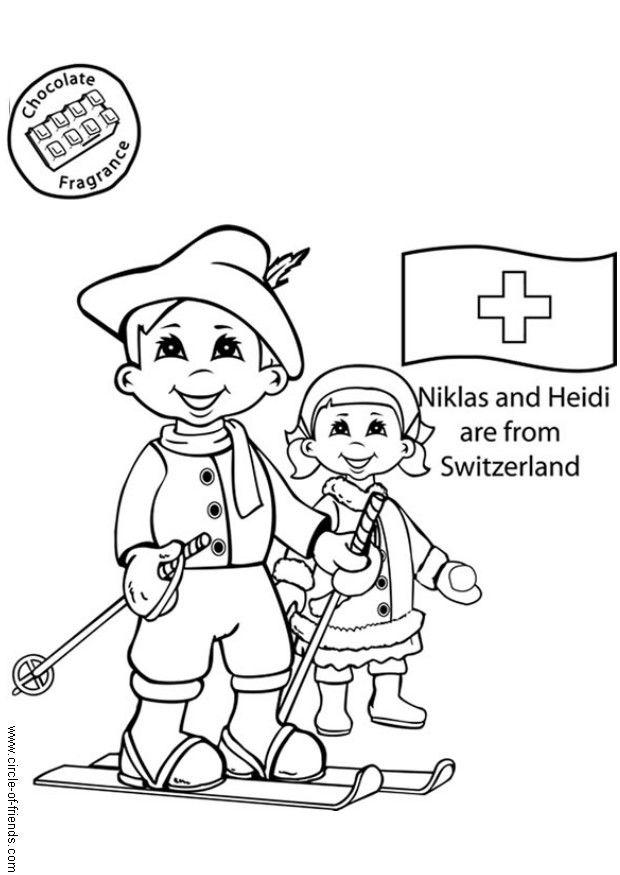 Coloring page Niklas and Heidi from Switzerland - img 5641.
