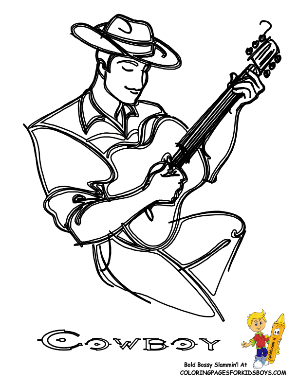 Cowboy Picture Coloring | Free | USA Coloring | Cowboy Coloring 