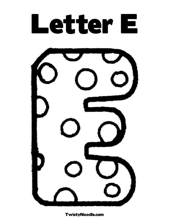 Letter E with dots coloring page