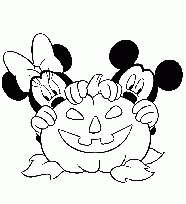 Minnie & Mickey Mouse - Free Disney Halloween Coloring Pages - Coloring