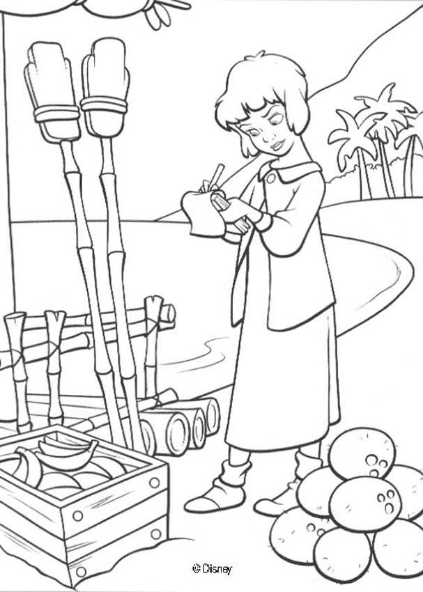 Peter Pan Coloring Pages - Wendy With Fruits - Coloring Home
