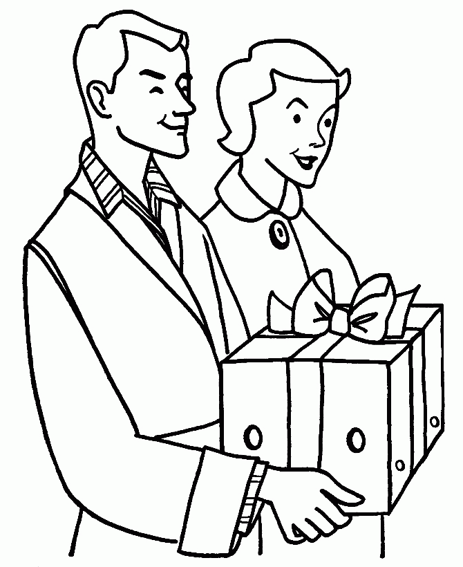 Download Parent Giving You A Big Christmas Gift Coloring Pages Or 
