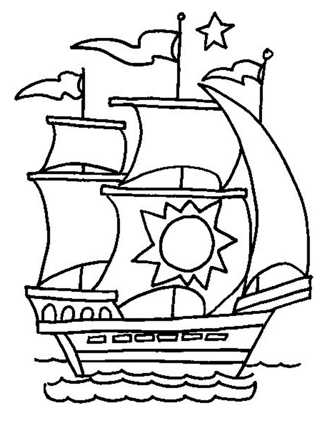 Coloring page : Sailboat sun - Coloring.me