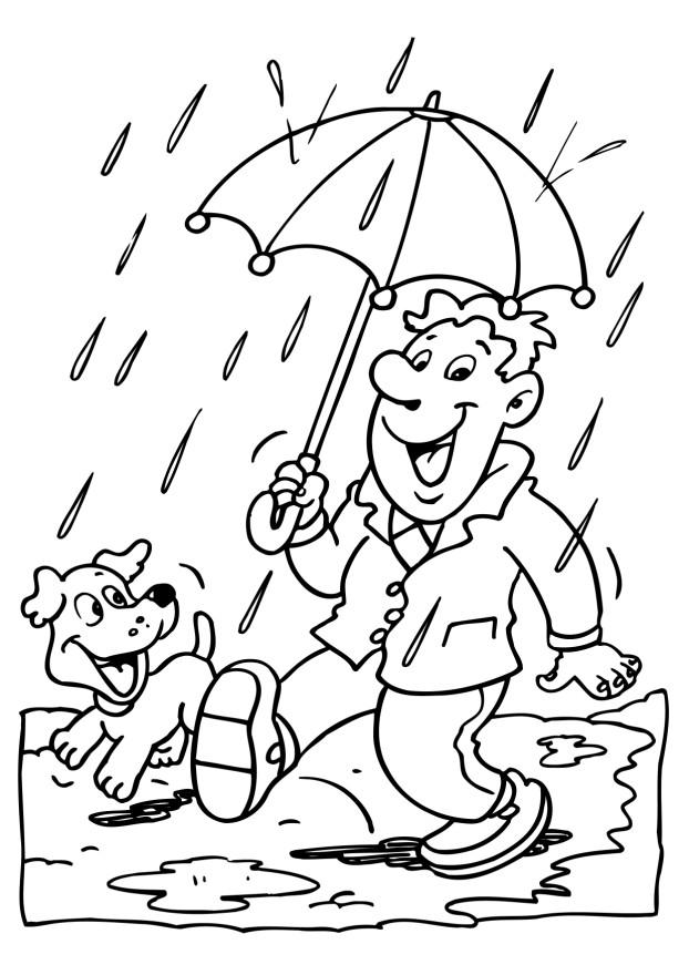 Rainy Day and The Dog Coloring Page Free : New Coloring Pages