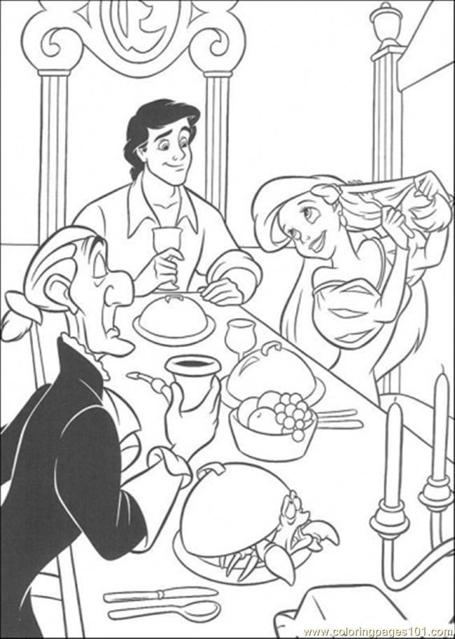 Coloring Pages Eric And Ariel Are Eating Together (Cartoons > The 