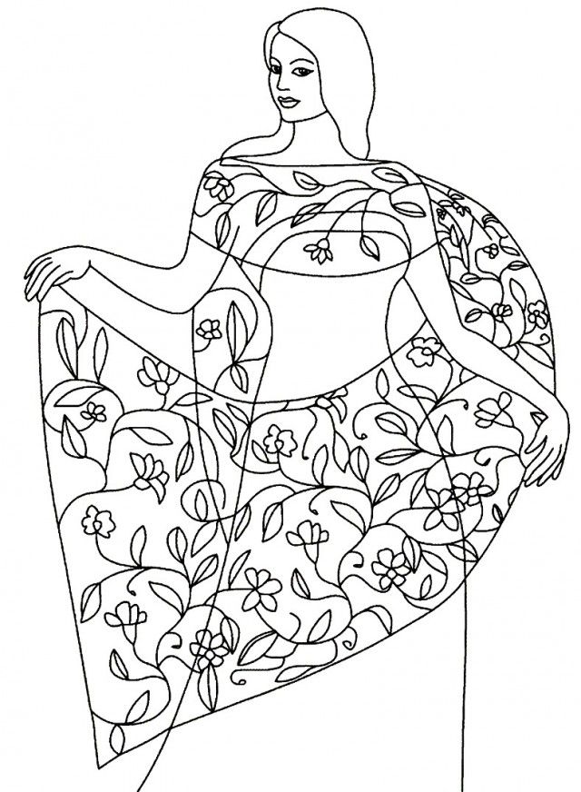 Download Beautiful Princess With Flower Sari India Coloring Pages 