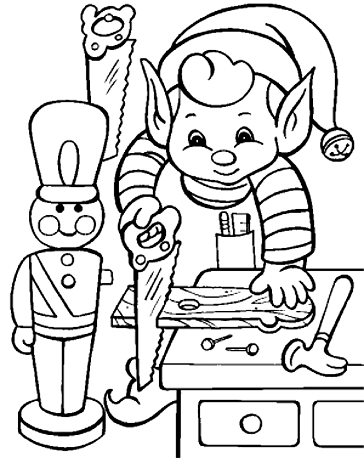 Santas Elves Colouring Pages Coloring Home