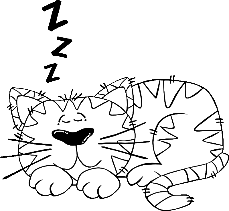Cat Sleeping Coloring Page | Coloring Pages Animals Org