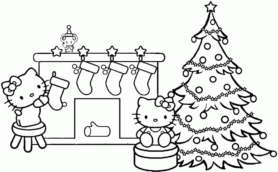 Christmas Hello Kitty Coloring Pages - Coloring Home