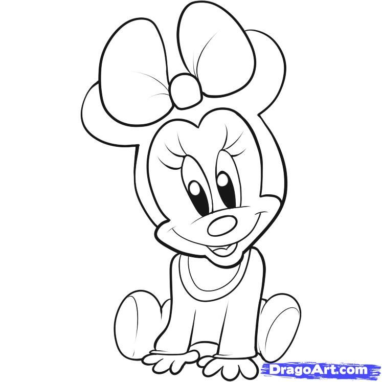 How to Draw Baby Minnie Mouse, Step by Step, Disney Characters ...