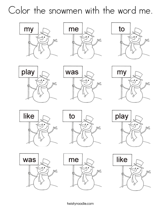 Sight Words Coloring Pages - Twisty Noodle