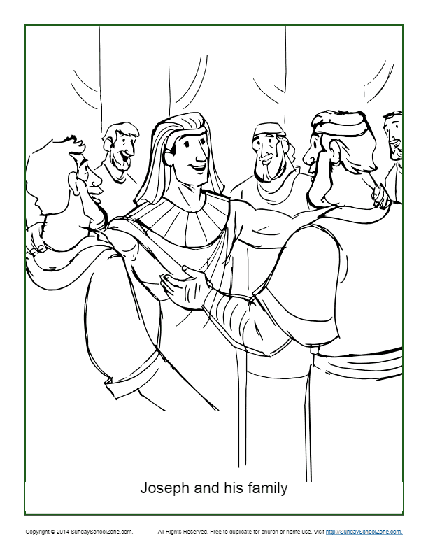 Joseph and His Family Coloring Page on Sunday School Zone