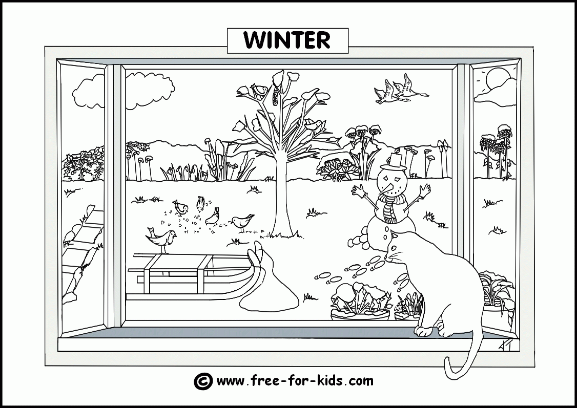 Free Printable Winter Scene Coloring Pages - Coloring