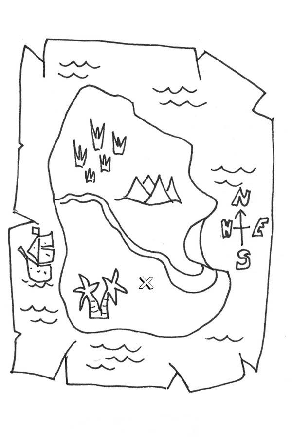 A Piece Paper of Treasure Map Coloring Page: A Piece Paper of ...