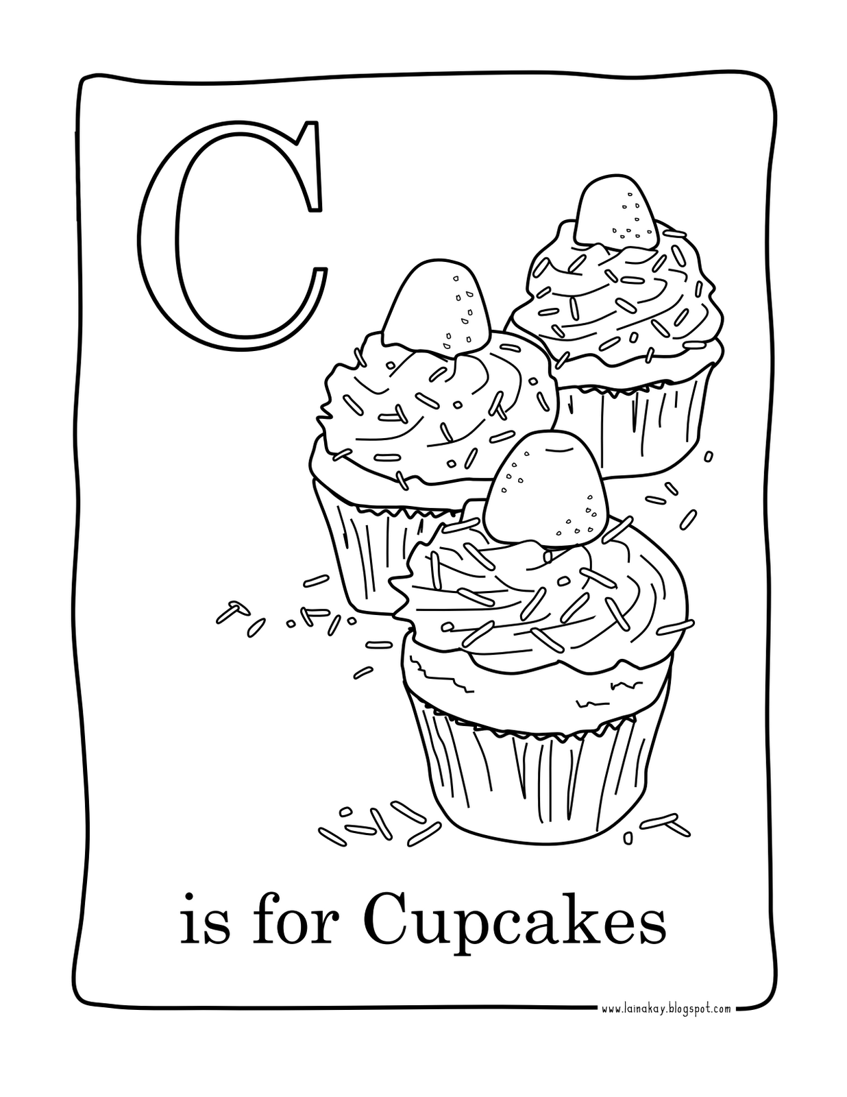 Printable Birthday Cupcake - Coloring Pages for Kids and for Adults