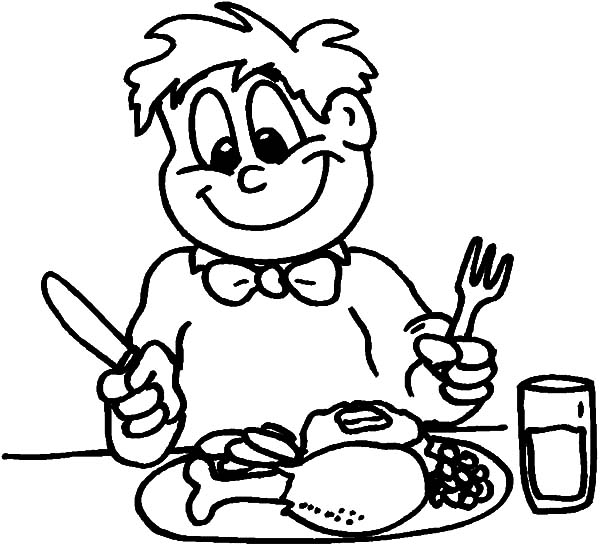 Boy Eating Healthy Breakfast Coloring Pages : Coloring Sun