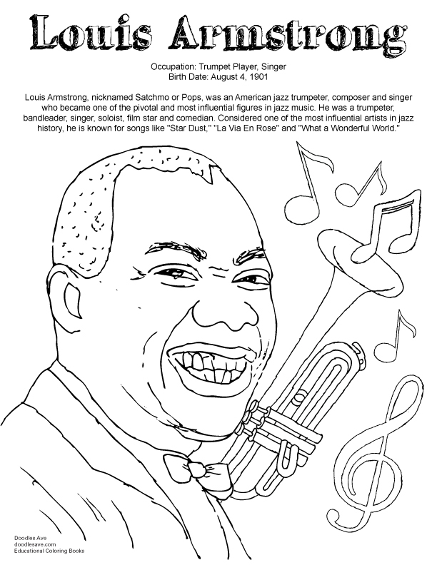 Louis Armstrong Coloring Page - Coloring Home