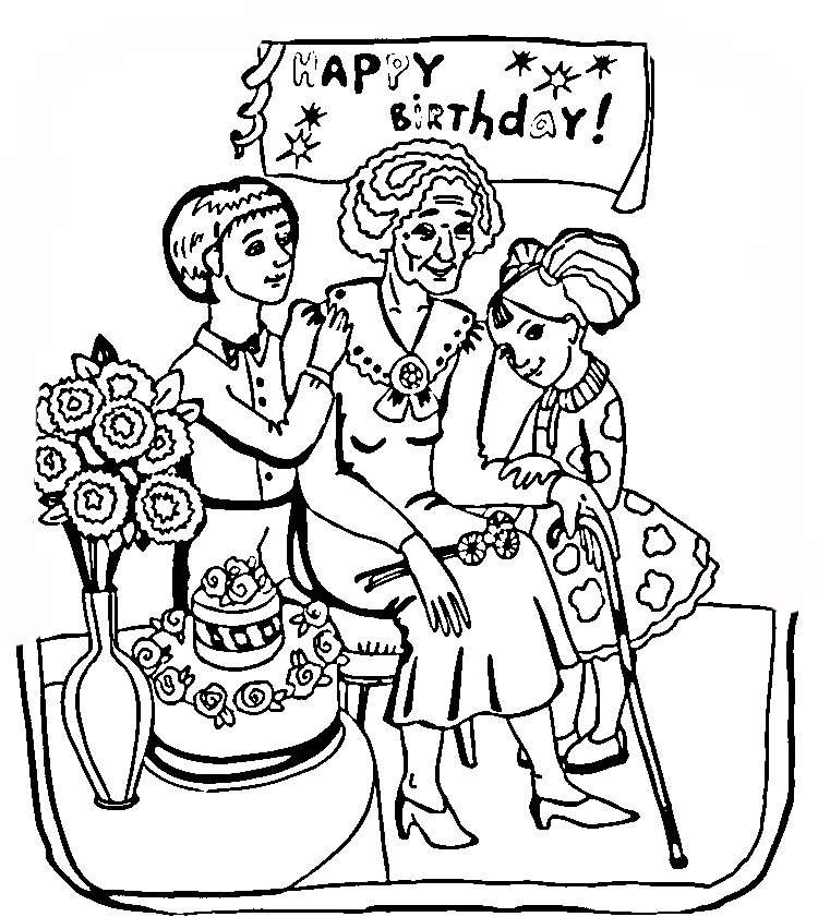 Happy Birthday Grandma Coloring Pages Coloring Home