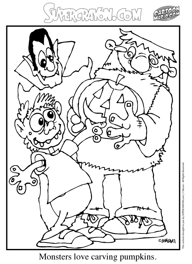 printable halloween coloring pages monster pumpkin