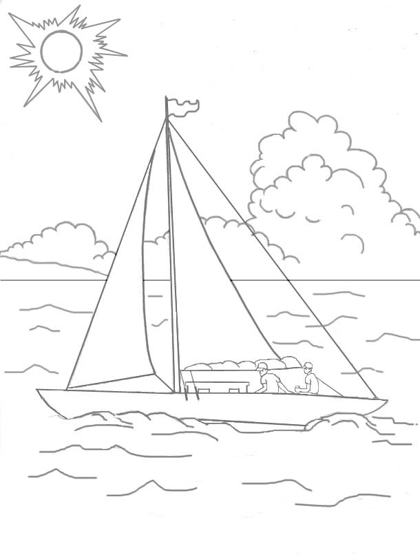 Kids' Korner Free Coloring Pages - Summer Sailboat