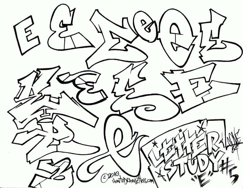 Graffiti Alphabet Coloring Pages - Coloring Home