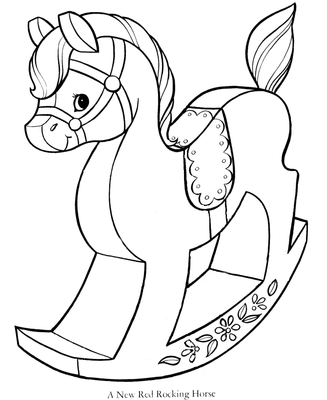 toy animal coloring pages rocking horse page and kids