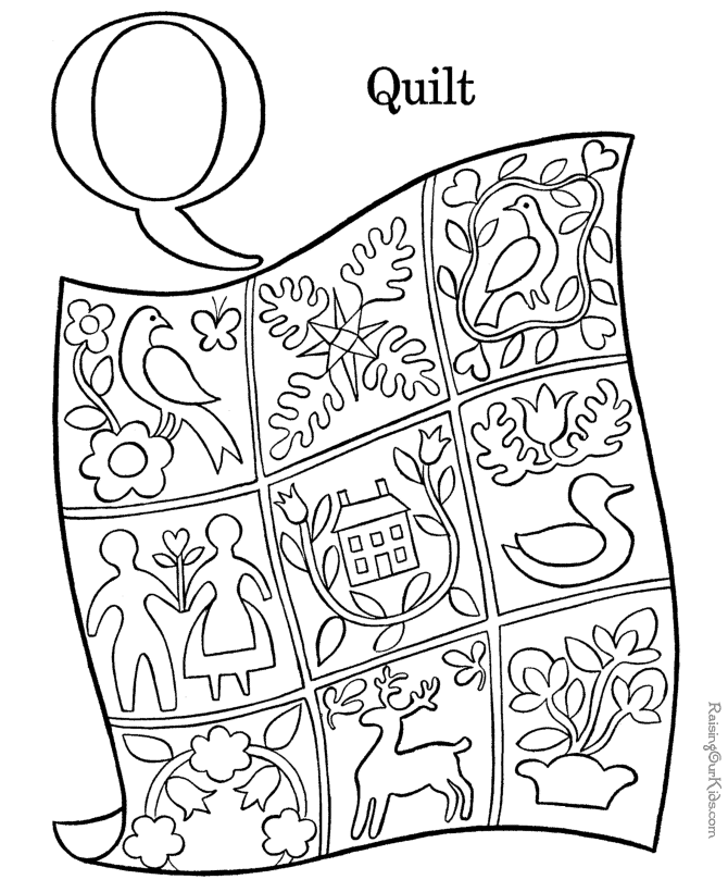 Coloring & Activity Pages: "Q" is for "Quilt" Coloring Page