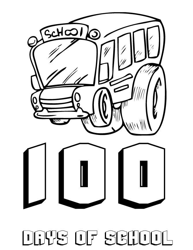 School Bus – 100th Day Of School Coloring Page | HM Coloring Pages