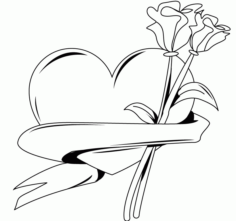 banner of heart Colouring Pages