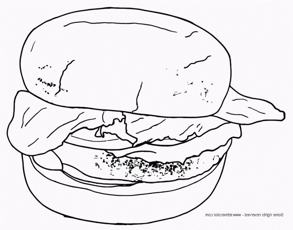 Junk Food Coloring Pages : French Fries And Hamburger Food 
