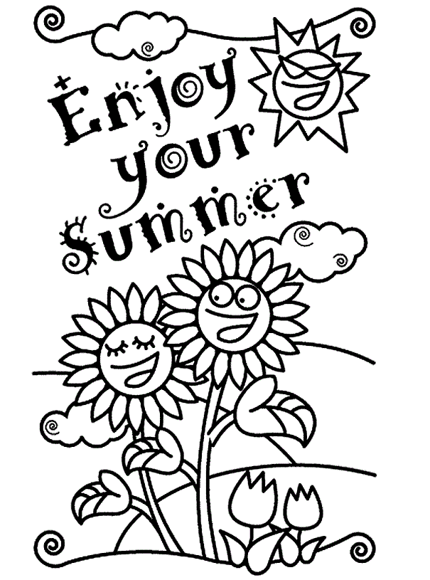 Summer Theme Daisy Flowers Coloring Page For Kids1 summer flowers 