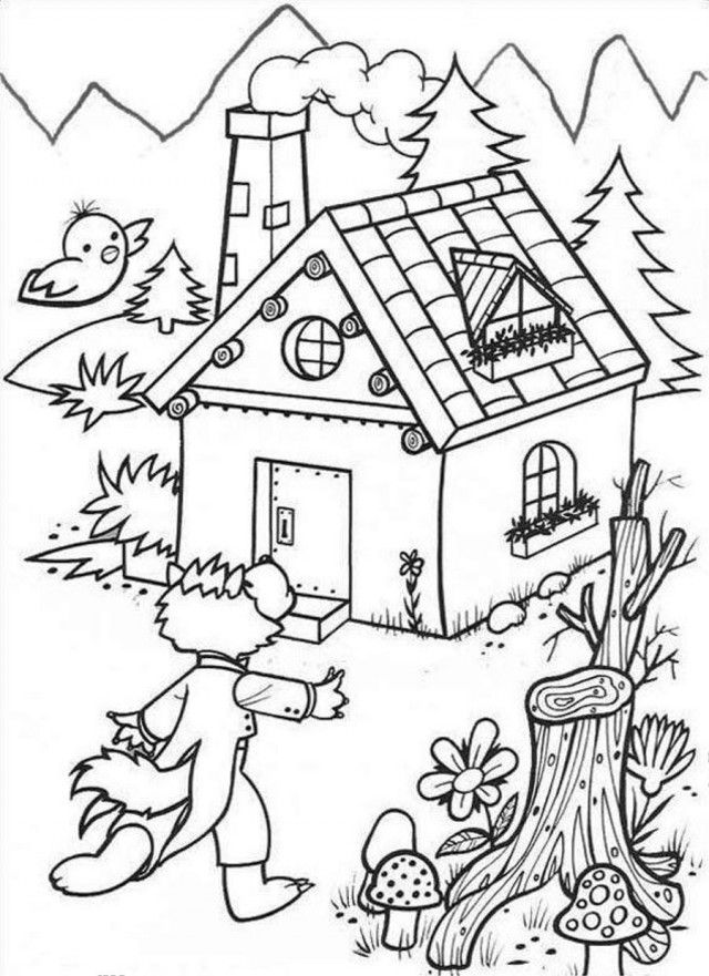 Three Little Pigs Wolf Coloring Page Coloringplus 188727 Three 