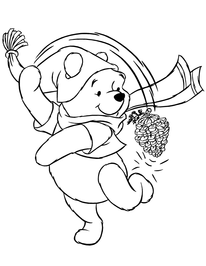 Cute Pooh Bear Winter Coloring Page | Free Printable Coloring Pages