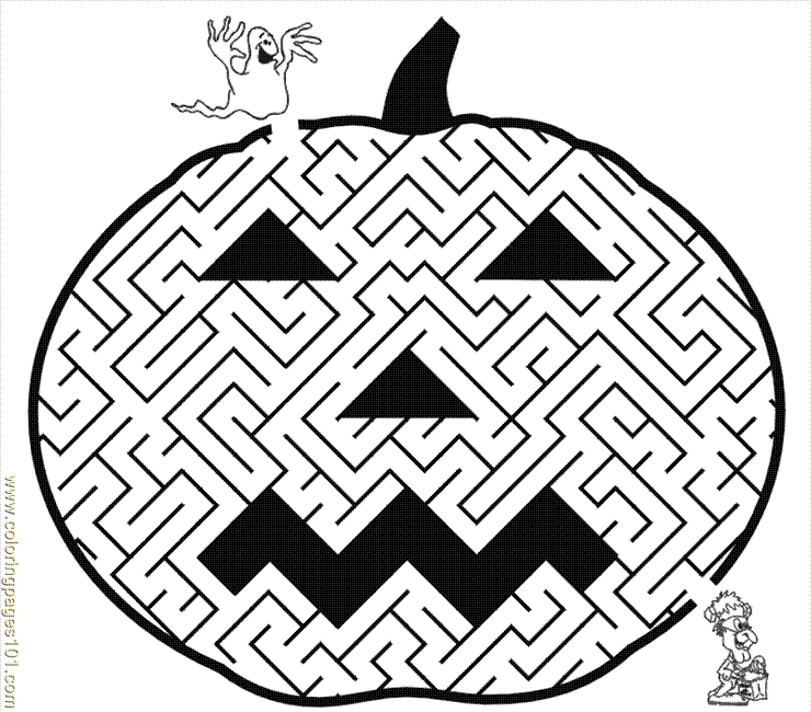 Coloring Pages Halloween Maze (Holidays > Halloween) - free 