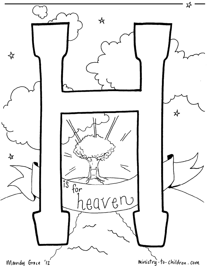 H is for Heaven - Coloring Page
