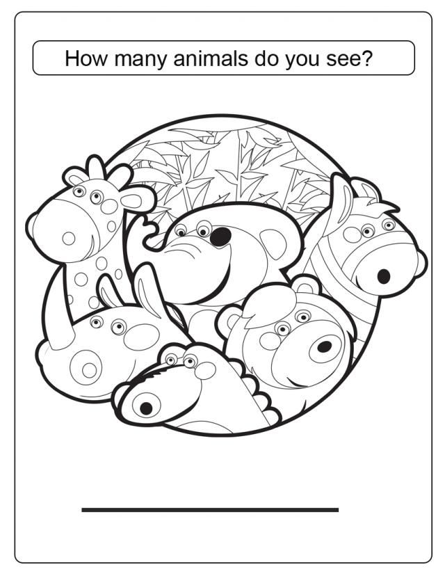 Count the animals - Free Printable Coloring Pages