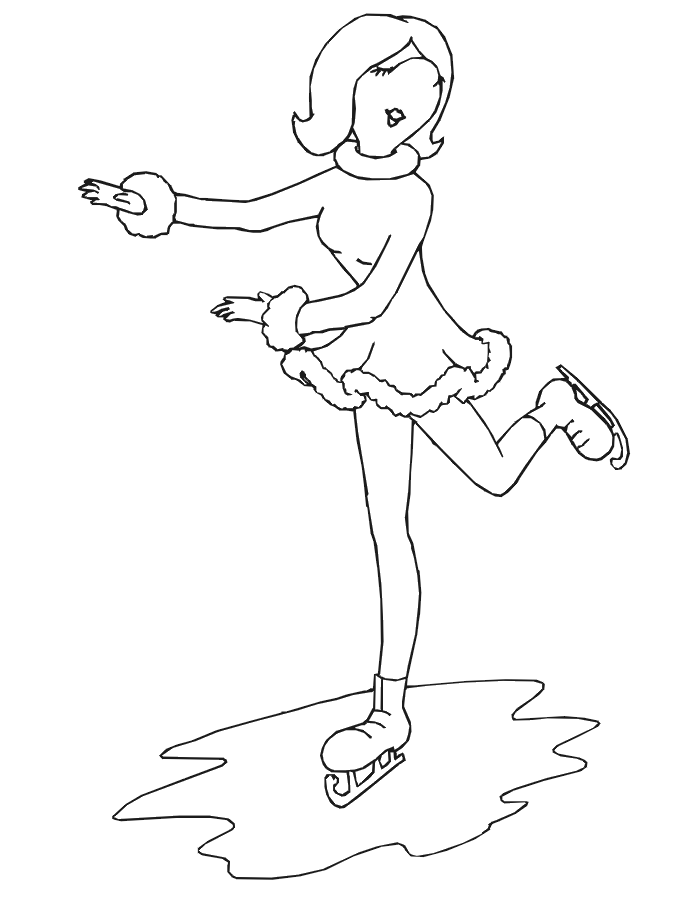 Figure Skating Coloring Page | Cartoonish Woman Skating