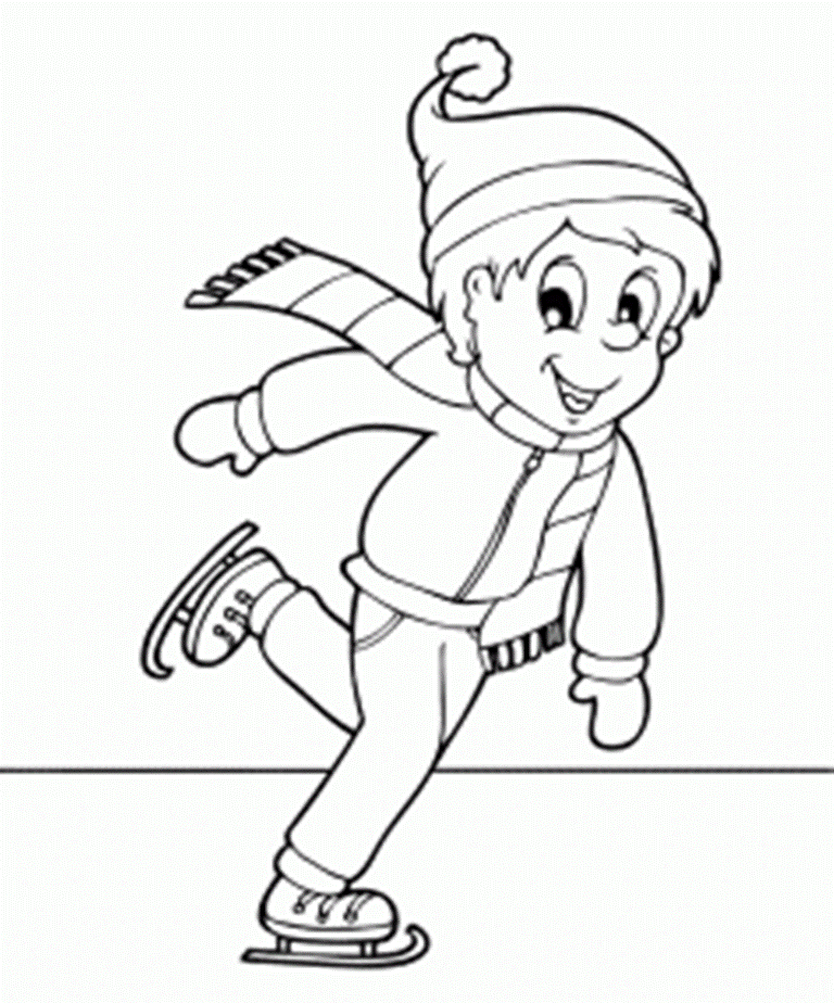 Download Ice Skating Winter Coloring Pages For Kids Or Print Ice 