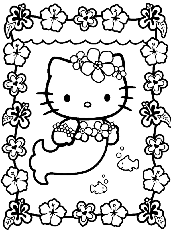 Hello Kitty Cute Mermaid Coloring Pages - Cartoon Coloring Pages ...