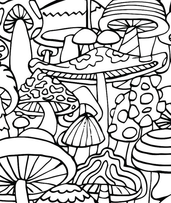 Trippy Mushrooms Coloring Page Coloring Home