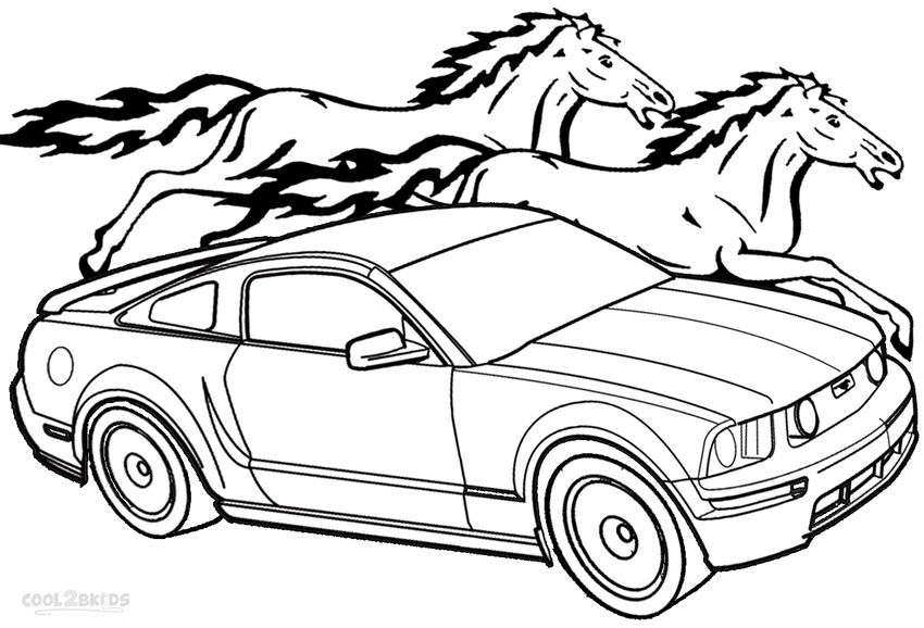 Mustang Car Coloring Pages Free  Coloring Home