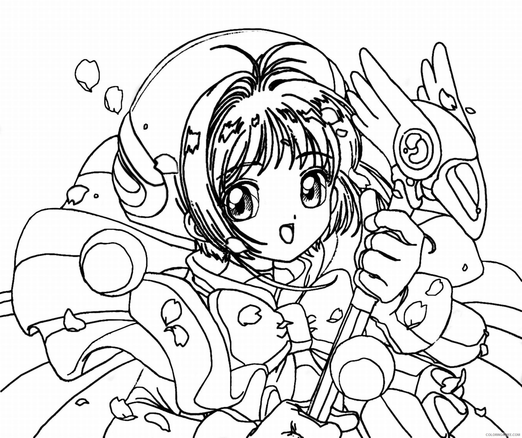 anime girl coloring pages with magic wand Coloring4free - Coloring4Free.com