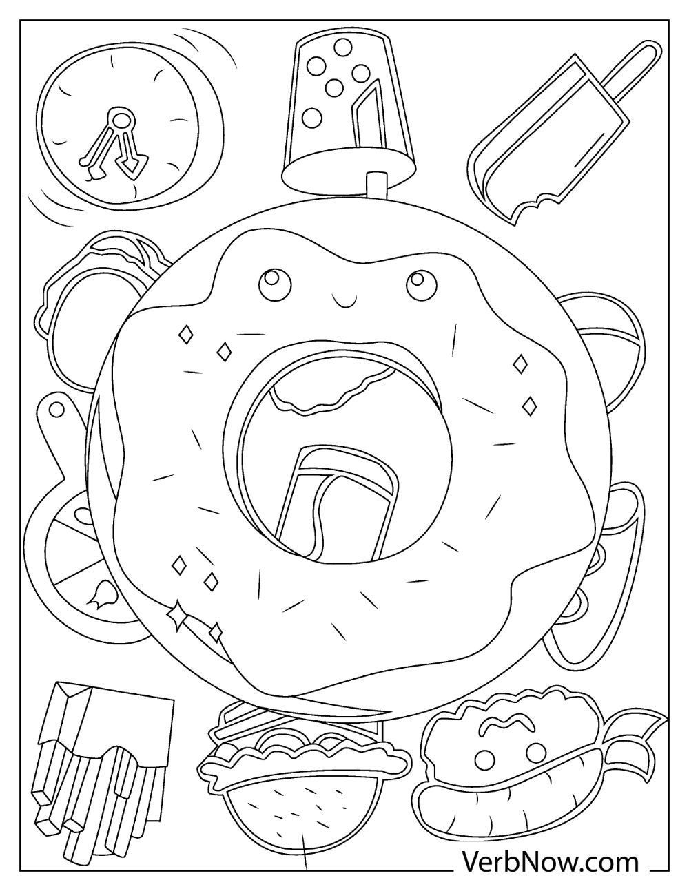 Free CUTE FOOD Coloring Pages & Book for Download (Printable PDF) - VerbNow