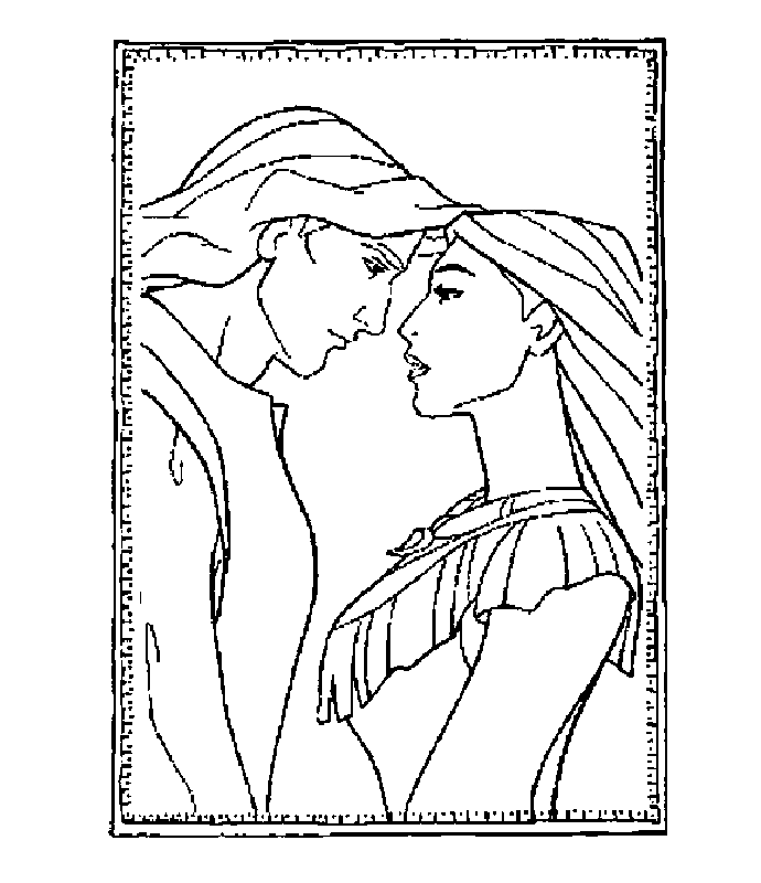 Pocahontas Hugging Prince Coloring Pages - Pocahontas Cartoon 