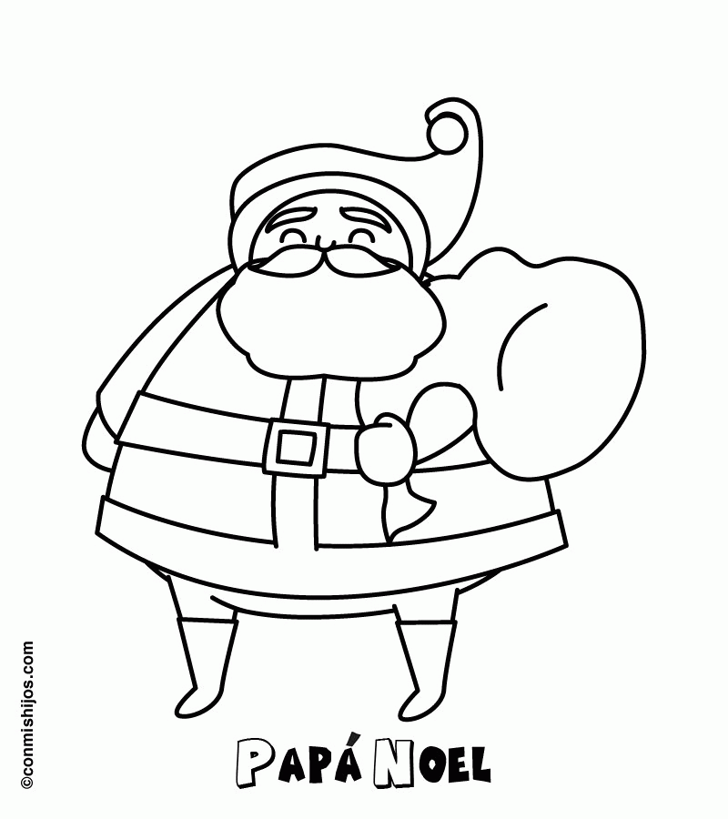 Imprimir: Papá Noel en Navidad. Dibujo para niños